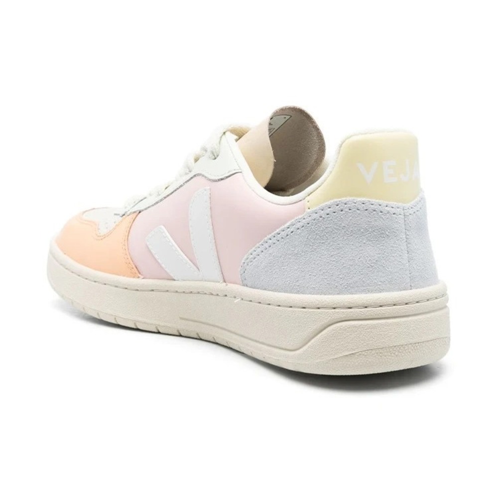 Veja V-10 Leather Womens Size 9 Sneakers White/petale /Multicolor Shoes NEW - Picture 3 of 6